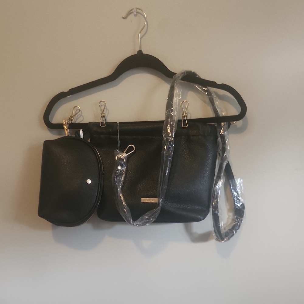 Black Women's Crossbody Bag with Coin Pouch